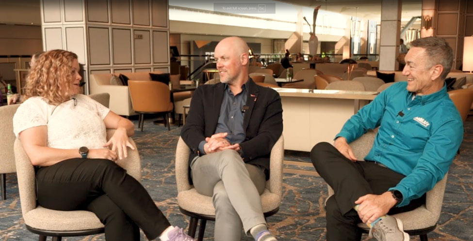 from left to right, rebecca, mik and harry sitting in chairs